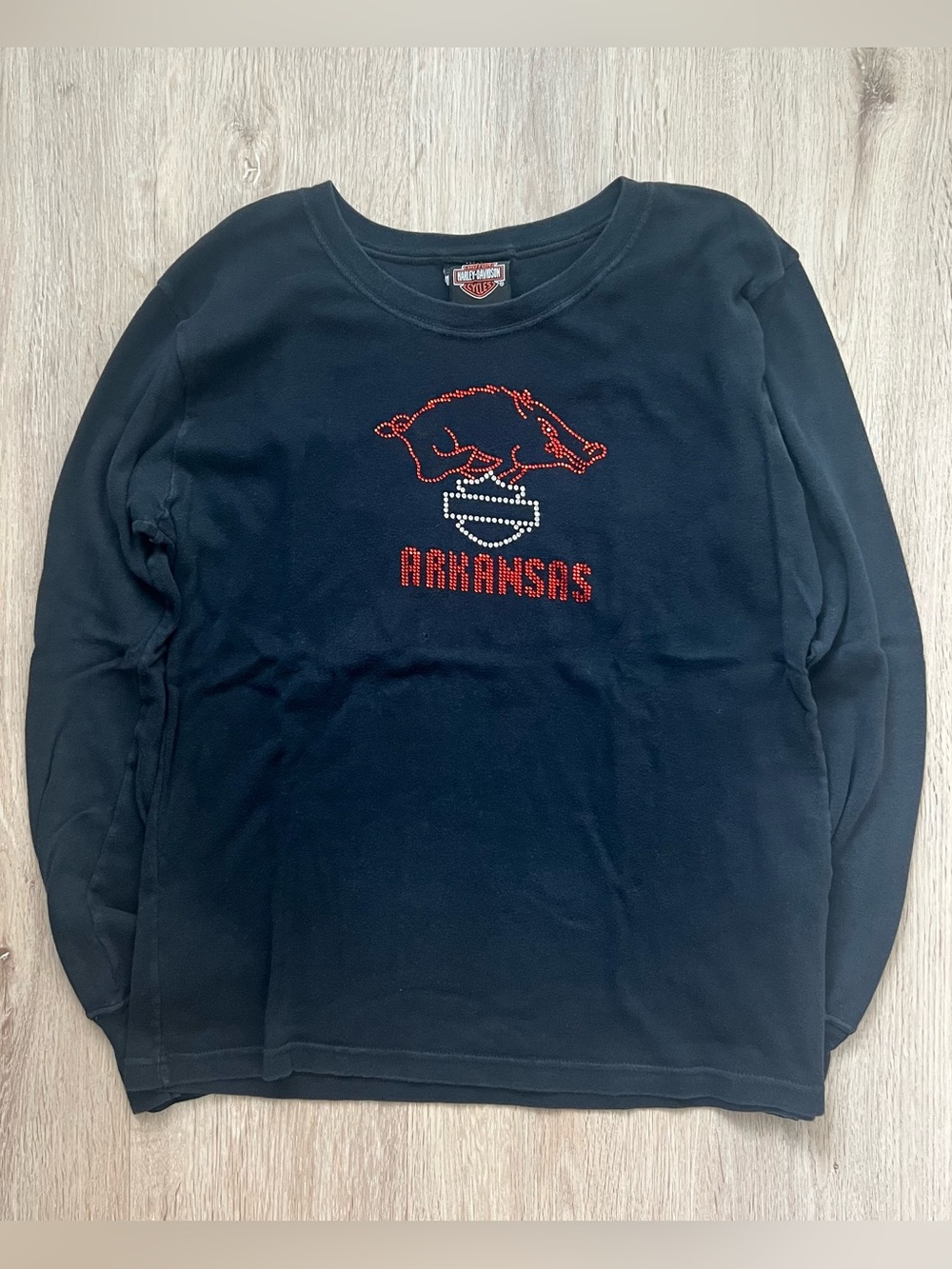 Vintage Y2K Harley-Davidson Arkansas Razorbacks Long Sleeve Shirt Womens Large